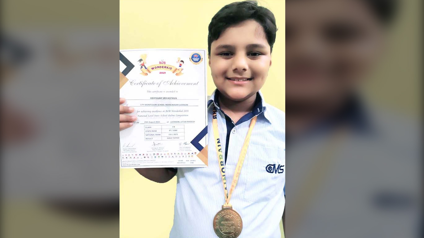ब्रेनोब्रेन वन्डरकिड प्रतियोगिता का गोल्ड मेडलअभिसार श्रीवास्तव ने जीता ब्रेनोब्रेन वन्डरकिड प्रतियोगिता का गोल्ड मेडलअभिसार श्रीवास्तव ने जीता