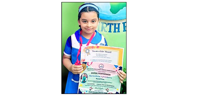राष्ट्रीय फैन्सी ड्रेस प्रतियोगिता में रेजल को ‘सुपर परफार्मर अवार्ड’ राष्ट्रीय फैन्सी ड्रेस प्रतियोगिता में रेजल को ‘सुपर परफार्मर अवार्ड’