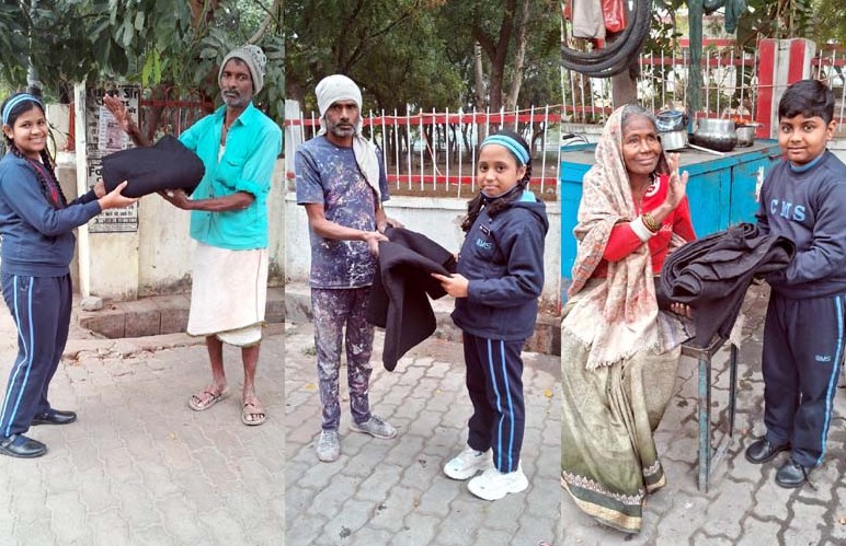 सी.एम.एस. छात्रों ने जरूरतमंदों को वितरित किये कंबल सी.एम.एस. छात्रों ने जरूरतमंदों को वितरित किये कंबल
